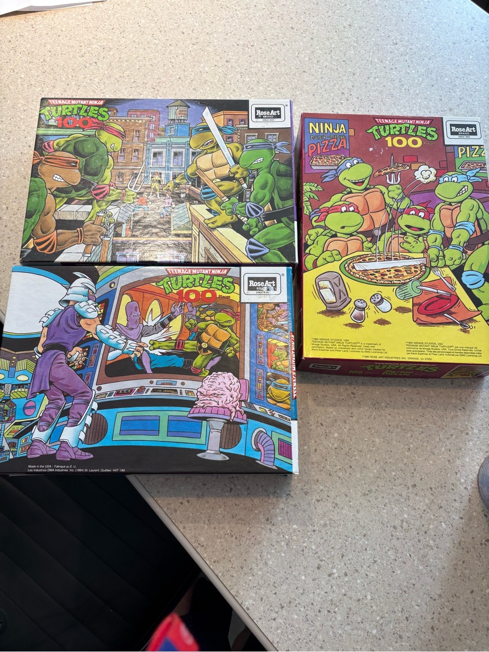 3 Vintage Teenage Mutant Ninja Turtles Puzzles 1987 Pizza Shredder TMNT COMPLETE